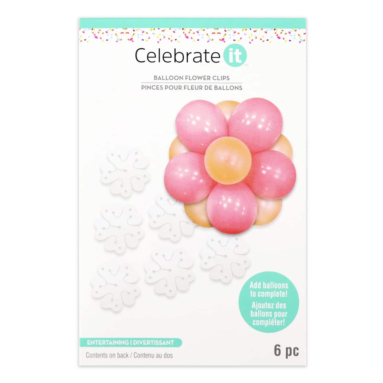 24 Packs: 6 ct. (144 total) Balloon Flower Clips by Celebrate It&#x2122;